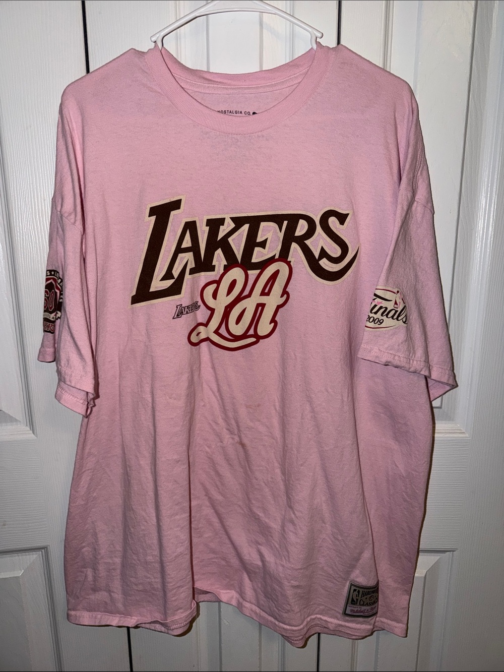 Mitchell & Ness Pink Lakers LA Graphic Short Sleeve Tee